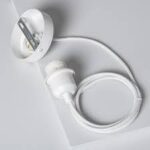Suporte com Porta lâmpadas para Candeeiro Suspensos com Cabo Têxtil Branco - Image 2