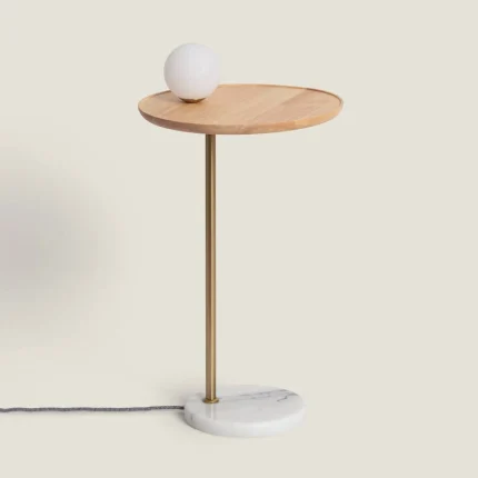 Candeeiro de Mesa Madeira e Vidro Brandt